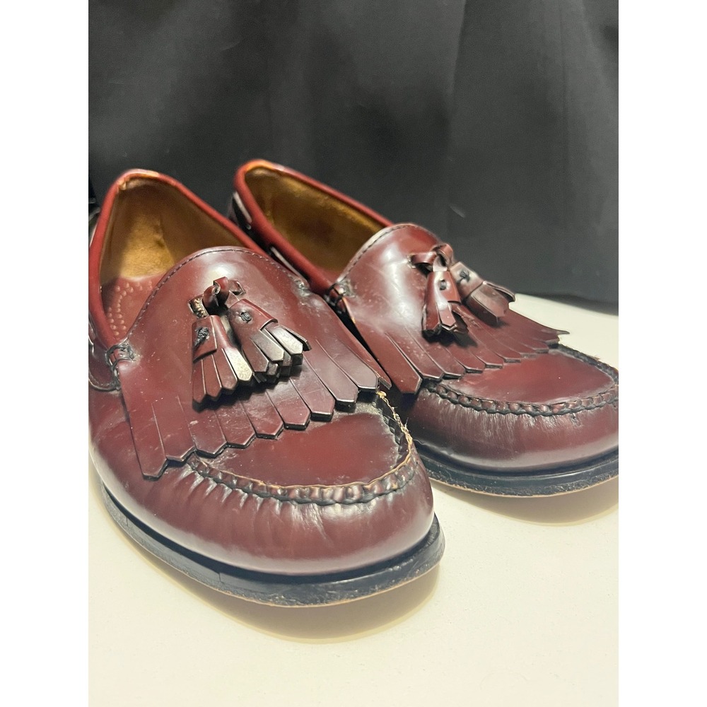 G.H. Bass Burgundy Tassel Loafers Mens Size 10D Leather Dress Shoes Classic Wear